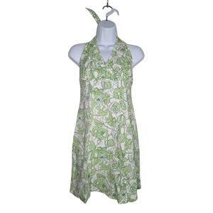 Retimans women's 11 Green Floral Tie Halter‎ Pattern Summer Midi Dress